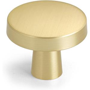 homdiy 10 Pack Gold Cabinet Knobs Round Brushed Brass Kitchen Handles Zinc Alloy Metal Hardware for Dresser Drawer Desk Cupboard