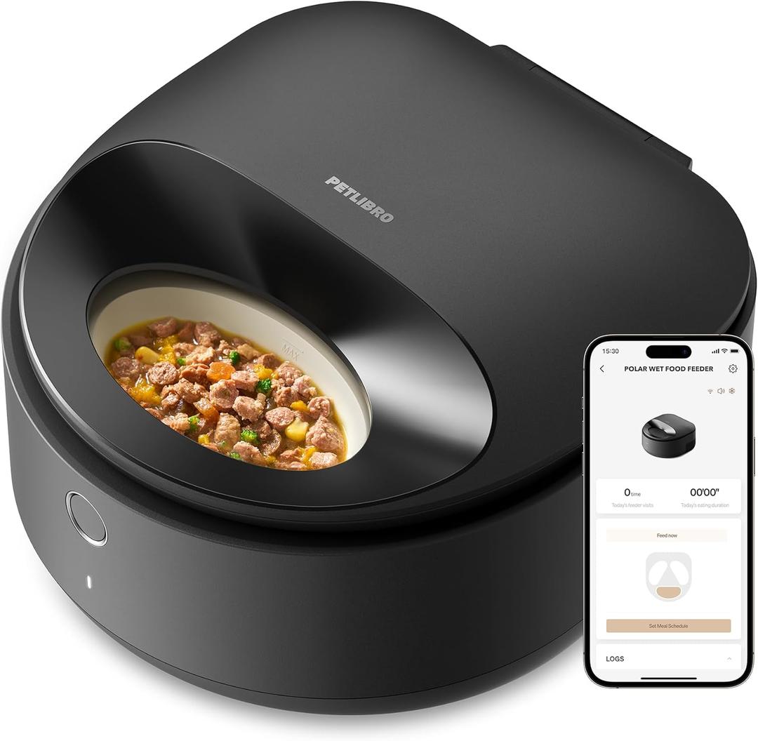 PETLIBRO Automatic Cat Feeder Wet Food Refrigerated New Upgraded APP Control,3 Days Freshness 3 Meals,Semiconductor Cooling&Quick Chills Wet Food Dispenser,Polar WiFi Timed Auto Pet Feeder for Cat Dog (Black)
