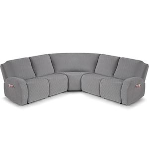 VANSOFY Extra Large Reclining Sectional Couch Covers, Washable 5-Piece Sofa Covers for L Shape Sectional Sofa Corner Seater, Thick, Soft Sofa Slipcovers (5 Seat Recliner Cover, Light Gray)