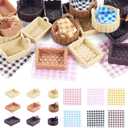 36Pcs Food Basket Resin Miniature Ornaments Micro Landscape Home Dollhouse Accessories Picnic Cloth Flower Basket Figure for Party Favors Garden Decoration 36.5-42mm