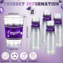 Funnymoom 100 Pcs 16oz 2026 Graduation Cups Disposable Graduation Plastic Cups Class of 2026 Celebration Grad Party Favors(Purple, Black)