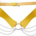 eYLun Women Girls Leather Waist Belt Punk Chain Leather Body Waist Belt Goth Layered Accessories Belt (Yellow)