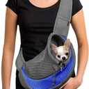YUDODO Pet Dog Sling Carrier Breathable Mesh Travel Safe Sling Bag Carrier for Dogs Cats (Blue 1.0)