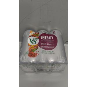 V8 +ENERGY Black Cherry Energy Drink, Made with Real Vegetable and Fruit Juices, 8 FL OZ Can of 6 Cans)