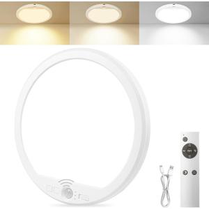 OSIDEN Rechargeable Motion Sensor Ceiling Light with Remote Wireless Magnetic Stick on Closet Light Battery Operated Ceiling Lights for Shower Shed Hallway Porch Stairs Garage
