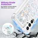 ANSHOW Glitter Case for Samsung Galaxy S24/S25, Shockproof Clear TPU with Screen Protector, Bling Glitters, Silver