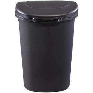 Rubbermaid Commercial Products Touch Top Trash Can/Wastebasket with Lid, 13-Gallon, Small Black Garbage Bin for Home/Kitchen/Bathroom/Bedroom/Office