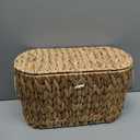 Coeusy Toilet Paper Basket with Lid,Wicker Basket for Bathroom Organizers and Storage,Holds Up to 6 Mega Rolls, Decorative Hand-Woven Rattan Bathroom Decor Accessories,Natural Water Hyacinth