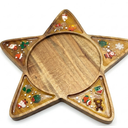 Picnic TIME Christmas Star Serving Tray, Holiday Appetizer Tray, Wooden Charcuterie Board, (Stained Parawood)