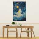 GSPQAZ Smiling Ghost with Star Canvas Print - Playful Halloween Wall Art for Home Dcor 12x18-Unframed (U696)