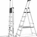OLIXIS 6 Step Ladder, 330lbs Folding Step Stool with Anti-Slip Wide Pedal Handrails, Aluminum Stool Ladders, Safety Household Ladder for Home Kitchen Courtyard Outdoor