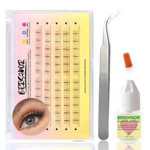 Bottom Eyelash Clusters Kit DIY Individual Eyelash Extensions Bershnor Wispy Natural Look Clear Band Lashes Lower Eye Lashes Bottom Eyelashes Kit 4mm-6mm
