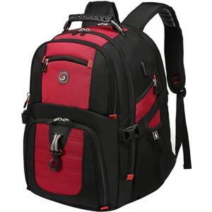 SHRRADOO Extra Large 50L Travel Laptop Backpack with combination lock, College High School Backpack Airline Approved Business Work Bag Fit 17 Inch Laptops for Men Women,Red