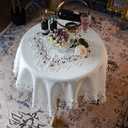 ARTABLE Lace Small Table Cloth Fall Christmas Macrame Tablecloth Table Topper for Thanksgiving Outdoor Farmhouse Rustic Kitchen Party Birthday Picnic (Ivory, 43" x 43" (Square))