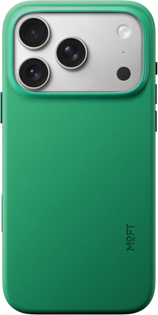 MOFT for iPhone Case- MOVAS Snap Case, MagSafe Compatible, Soft-Touch Vegan Leather, Classic Minimalist Design, Lightweight, Stain-Resistant & Camera Protection, Oz Green