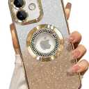 Misscase for iPhone 11 Magnetic Glitter Case Compatible with MagSafe,Full Protection Slim Shockproof Anti-Scratch Case with Camera Lens Protector Logo View Dust-Proof Net for Women Gold