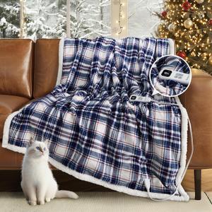 Heated Blanket Electric Throw-50''x60''Ultra Soft Cozy Plaid Flannel Fast Heating Electric Blanket with 10 Heat Levels & 10 Hours Auto Off, ETL Certified, Keep Warm in Home Office (Tartan)
