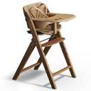 Mamazing GrowPod Pro Wooden Baby High Chair for 6 Months to 300lbs, Easy to Clean with Tray, Compact Foldable Highchair for Kitchen & Dining Room, with 5-Point Safety Harnesses and Guard Bar (Walnut)