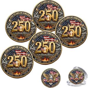 5Pcs God Bless 250th of American Greatness Coin, 250th Anniversary Commemorative Coin, Us 250th Anniversary 17762026 Patriotic Coin, Patriotic Keepsake or Patriotism