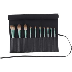 Bird&Fish Makeup Brush Case Travel, makeup brush case roll up,brush holder makeup,Holder Organizer Brushes Pouch Cosmetic Bag for TravelRolling Bag Storage Case PU Leather (Black)