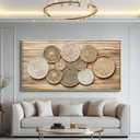 Large Canvas Wall Decor for Living Room Dining Room Mural Weaving Disc Decorative Painting Print Artwork for Farmhouse Kitchen Bedroom Corridor Home Decor Aesthetics Wood Frame 30x60 in