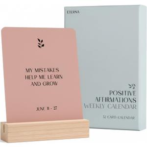 Positive Affirmation Cards Weekly Calendar | 52 Aesthetic Encouragement Mindfulness Desk Cards for Every Week of the Year, Daily Self Mantras For Mental Wellness, Great Motivational Gift For Women & Men