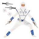 Morph Deluxe Boys Ninja Costume With Ninjas Warrior Toy Accessory, Kids Ninja Costumes, Boy Halloween Costume (Medium, White) , 7-9