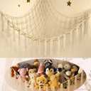 Stuffed Animal Storage Hammock Net - Toy Hammock Net for Stuffed Animals Corner - Hanging Stuff Animal Organizer Holder Large Size Baby Nursery Room Decor (Beige)