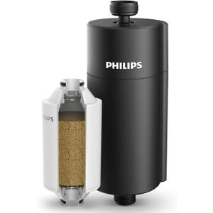 PHILIPS Shower Filter AWP1775BK/37, Water Softener for Hard Water, Shower Filtration with Double Mesh, Reducing Chlorine/Impurities/Rust Sediments for Handheld Showerhead, NSF Certified, Black