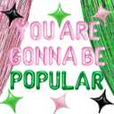 LaVenty You're Gonna Be Popular Balloon Banner for Witch Birthday Party | You're Gonna Be Popular Balloon Banner for Witch Birthday Party Pink and Green Princess Witch Party Decorations