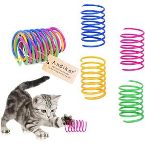 Andiker Cat Spiral Spring, 12 Pc Cat Creative Toy to Kill Time and Keep Fit Interactive Cat Toy Sturdy Heavy Plastic Spring Colorful Springs Cat Toy for Swatting, Biting, Hunting Kitten Toys