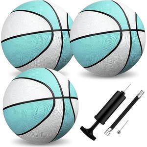 3 Pack Water Pool Basketball Aqua Blue Rubber Waterproof Water Basketball for Swimming Pool Ball Lake Hoop Games, 9 Inch, Size 6