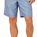 Amazon Essentials Men's 9" Relaxed-Fit Quick-Dry Swim Trunk - Discontinued Colors (Large, Blue Geometric Print)