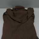 PRETTYGARDEN Women's Long Sleeve Cowl Neck Ribbed Knit Spring Shirts Slim Fit Ruched Going Out Crop Tops Basic T-Shirts (Medium, Brown)