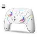 JDDWIN Wireless Controller for Switch 2/Switch/PC/Steam Deck, Hall Effect Joysticks & Triggers/Wake-up Function, Gamepad with RGB Light /Turbo/Programmable/ Dual Vibration Bluetooth USB Adapter for PC (White)