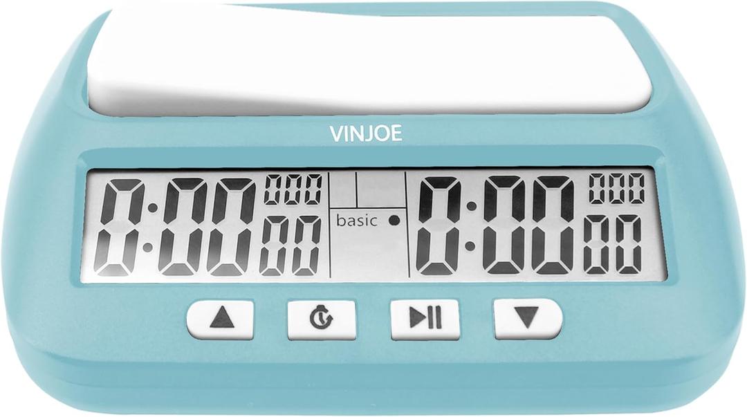 VINJOE Chess Clock Digital Chess Timer Professional for Board Games, Portable Digital Chess Clock & Game Timer with Basic, Bonus, Delay and Positive Time Features Best Gifts for Christmas (Blue)