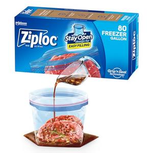 Ziploc Gallon Food Storage Freezer Bags, New Stay Open Design with Stand-Up Bottom, Easy to Fill, 30 Count (Pack of 3)