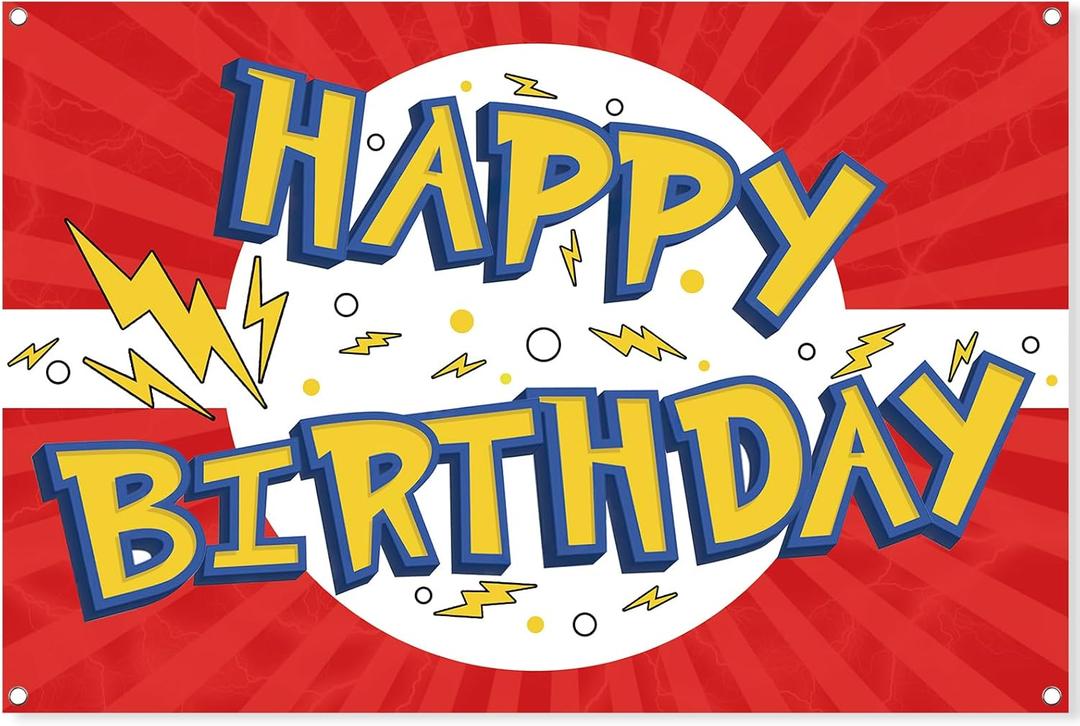 Red White Yellow Cartoon Birthday Party Backdrop-5x3ft Photography Party Banner For Baby Shower Boy Girl Birthday Party Home Decor