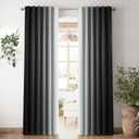 Vangao Black Ombre Blackout Kids Curtains 84 Inch Long for Living Room Bedroom Gradient Room Darkening Thermal Insulated Light Blocking Drapes Back Tab Window Soundproof Curtain Panel, 2 Panels