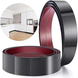 Amylove Door Kick Plate Stainless Steel Toe Kick Cover Kickplate Metal Door Bottom Protectors Commercial Baseboard Plate (4 x 102 Inch,Black,1 Pcs)