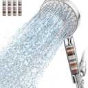 SR SUN RISE Filtered Shower Head with Handheld High Pressure 9 Spray Mode Showerhead Detachable Shower Head Water Softener Filters Beads for Hard Water Remove Chlorine 4 Filters Chrome