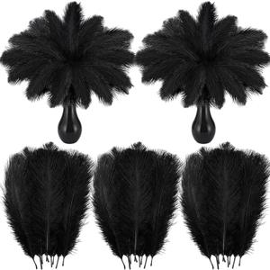 Crowye 100 Pcs Ostrich Feathers Bulk for Centerpieces Craft Ostrich Feathers for Vase Wedding Masquerade Party Home Costume Decorations (6-8 Inch,Black)