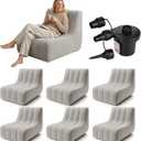 Fiwochic 1 Pcs Inflatable Chairs for Adults, Blow up Couch with Electric Air Pump, Inflatable Chairs for Movie Night Flocking Portable Blow up Furniture Beanbag Sofa for Living Room Party (Dark Grey)