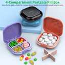 2 x Daily Pill Organizer 4 Compartments, Small Pill Box Portable Travel Pill Case, Mini Pill Container for Purse Pocket, Compact Travel Medicine Organizer for Vitamin, Cod Liver Oil, Supplement (Purple)