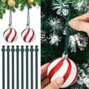 Daifunli 24 Pcs Christmas Adjustable Ornament Hooks Non Slip Hangers Hooks Tree Ornaments Cord for Christmas Tree Decorations (Green)