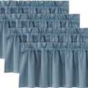 H.VERSAILTEX 100% Blackout Valances for Windows,Short Kitchen Window Valance Curtains for Living Room/Bedroom/Bathroom Privacy Decorative Rod Pocket Grapes4 Panels52" W x 18" L, Stone Blue