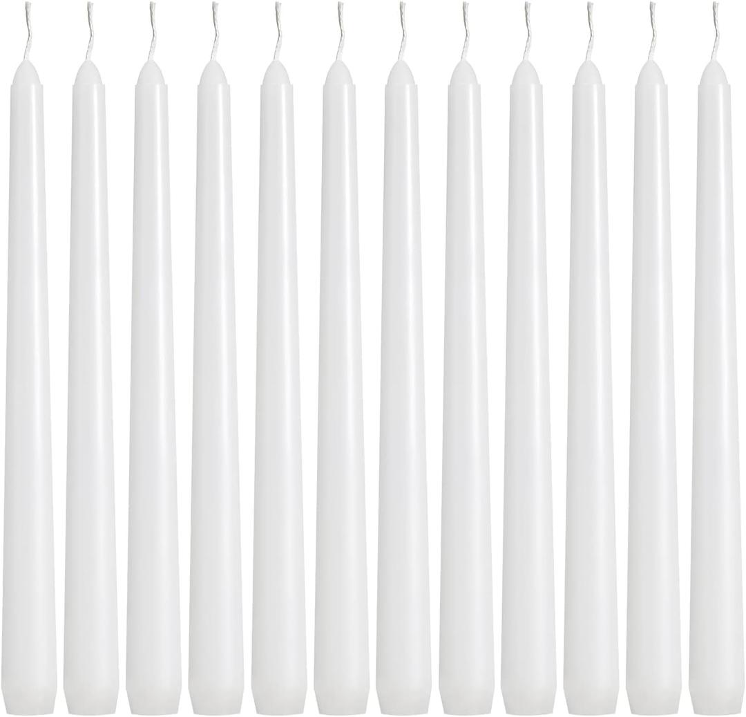 36 Pack White Taper Candles, 7-8 Hours Burn Time, Unscented, Smokeless and Dripless, 0.8 x 10 Inch Dinner Candle Set for Household, Wedding, Party and Home Dcor Candlesticks