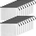 SUNEE Plastic Mesh Zipper Pouch 6.8x9.2 in (Black, 18 Packs),Extra Large Water-Resistant Zip Bag for School Office Supplies, Puzzles & Games Organizing Storage