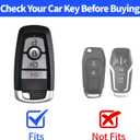 for Ford Key Fob Cover Soft TPU with Keychain Full Protection Key Case for 2018-2025 Explorer Bronco Escape Edge Expedition F-150 Fusion Maverick Mustang Ranger Accessories 4 Button, B White