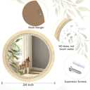 ULIKE Rattan Wicker Mirror for Bathroom, 24 Inch Boho Woven Decorative for Wall, Rustic Farmhouse Vanity Mirror, Round Rattan Mirrors for Living Room Entryway Bathroom Bedroom